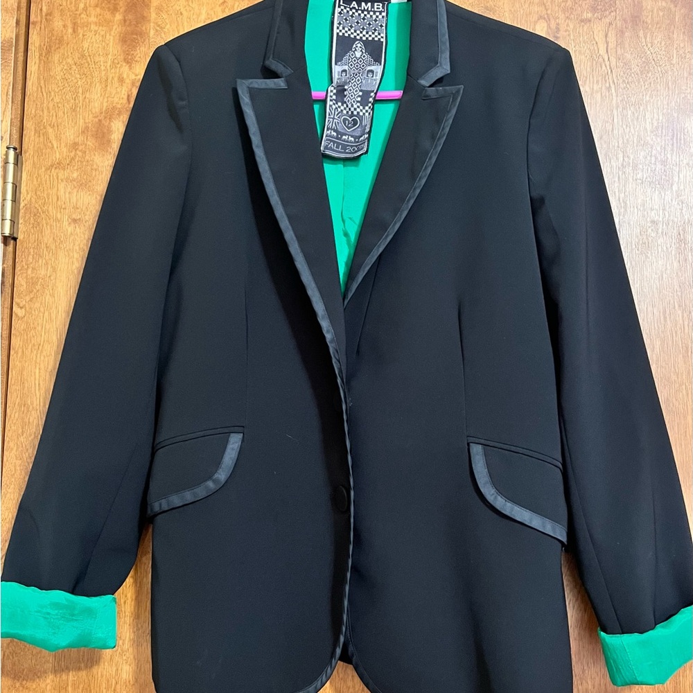 Black Blazer with green satin inside